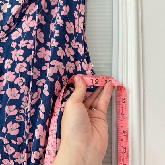 Angels By the Sea Floral Blue Pink Sleeveless Single Tier Button Front Dress L - Picture 3 of 8
